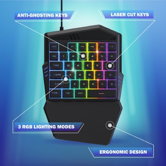 Bugha LED One-Handed Gaming Keyboard - Picture 2 of 8